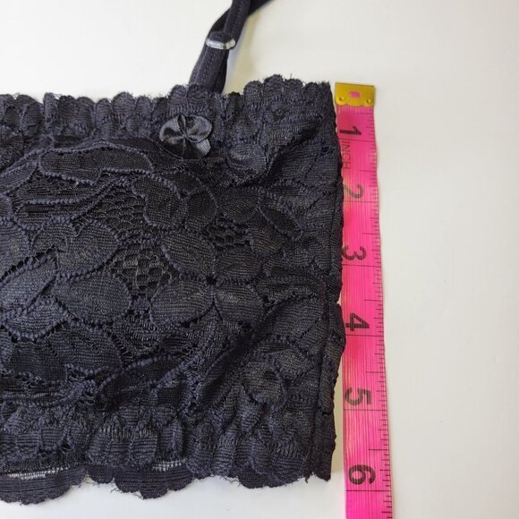 Sexy Black Bralette Crop Top Lace Bandeau Adjustable Straps Removable Pads - NEW - Picture 8 of 12